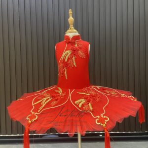 Red ballet performance tutu skirt